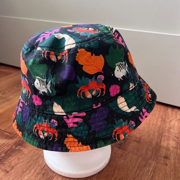 Disney Parks Ariel The Little Mermaid Reversible Bucket Hat Adult Ocean Animals - Picture 7 of 8
